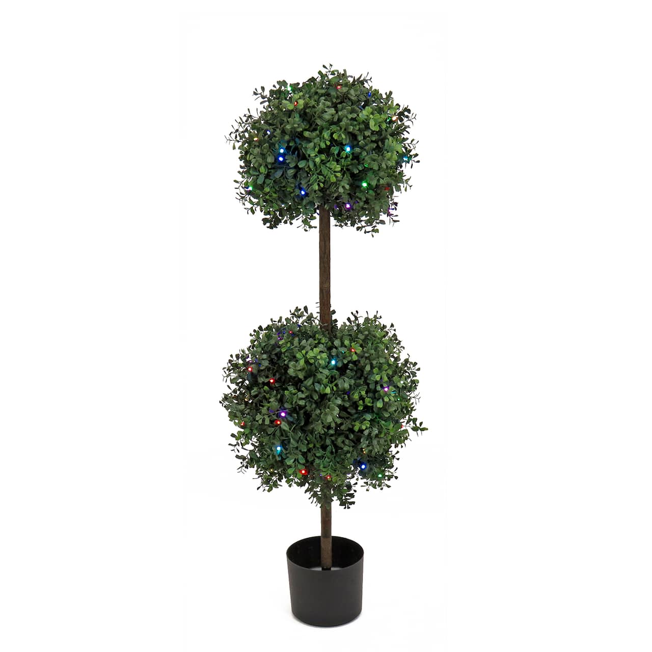 46" Boxwood Double Ball Topiary with Multi-Function LED Lights